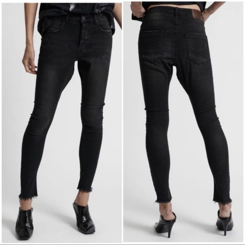 ONE by ONE TEASPOON Kidds Skinny Jean Black Button Fly Cotton Size 26